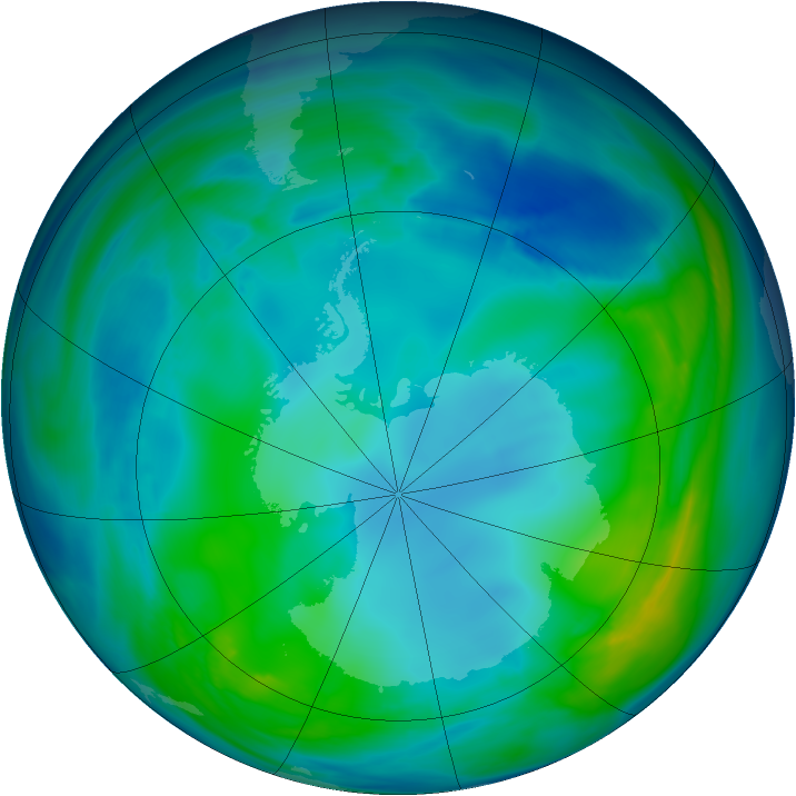 Antarctic ozone map for 12 May 2005
